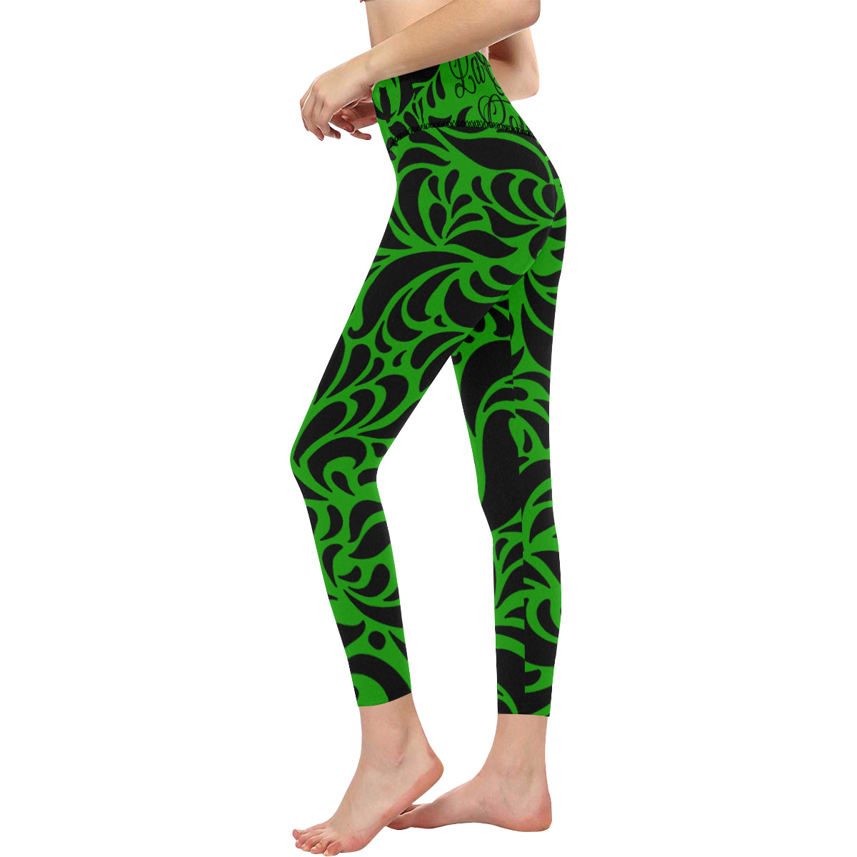 GORGEOUS GREEN All Over Print High-Waisted Leggings