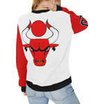 HATHOR BULLS W&R Women's Rib Cuff Crew Neck Sweatshirt (Model H34)