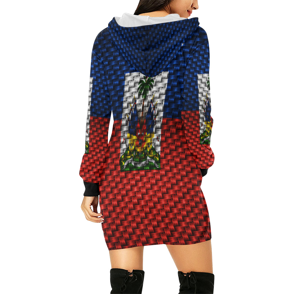 HAITI FLAG All Over Print Hoodie Mini Dress