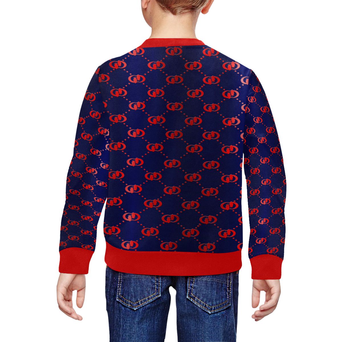 EXCELLANCE RED All Over Print Crewneck Sweatshirt for Kids (Model H29)