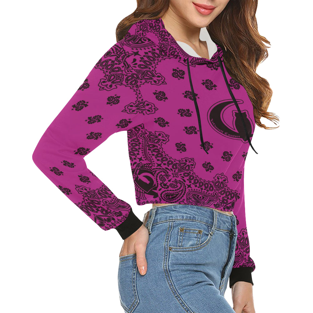 BANDANA GRAPES All Over Print Crop Hoodie for Women
