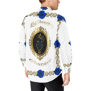 BLUE ROSES OWL Men's All Over Print Casual Dress Shirt