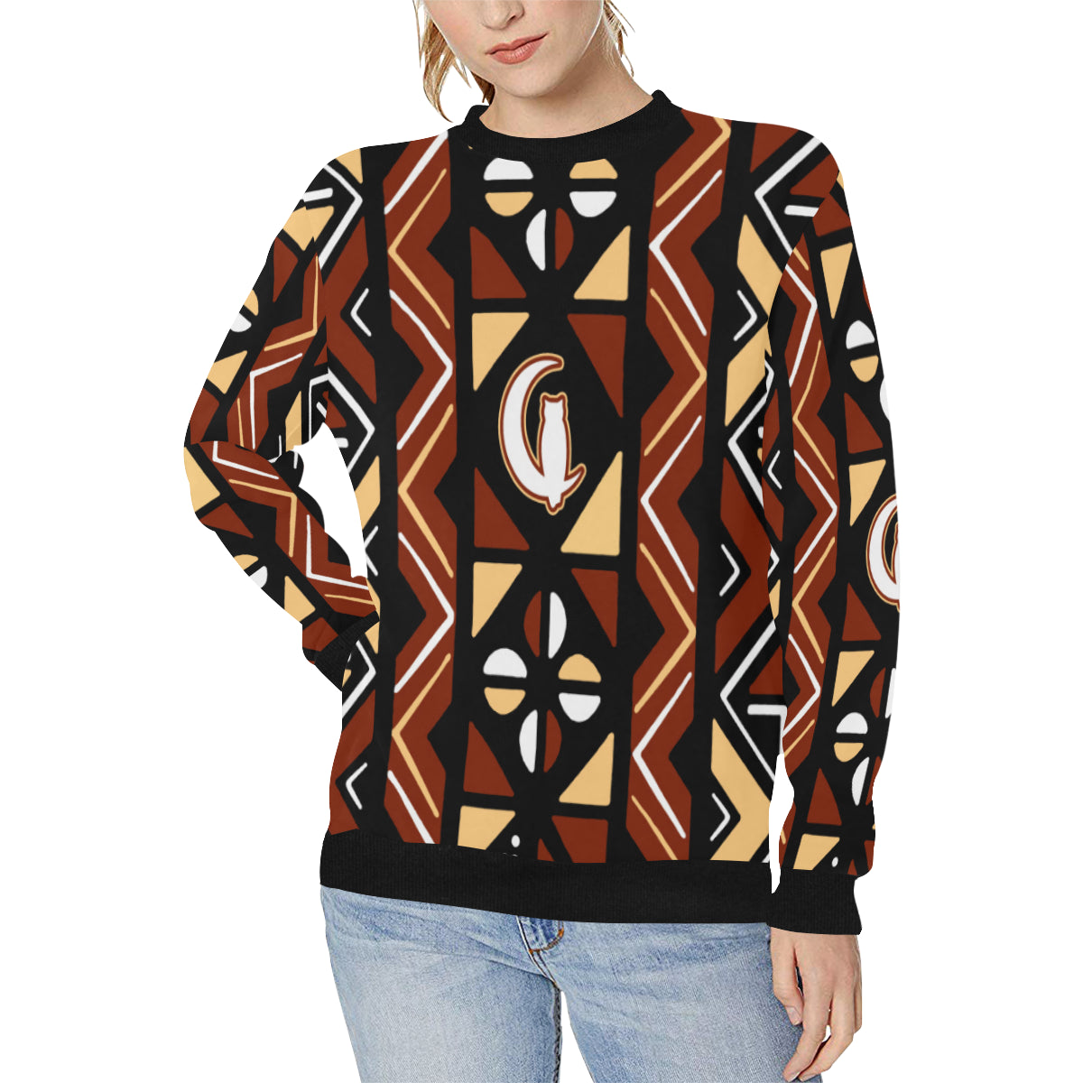 BOGOLAN STYLE Women's Rib Cuff Crew Neck Sweatshirt