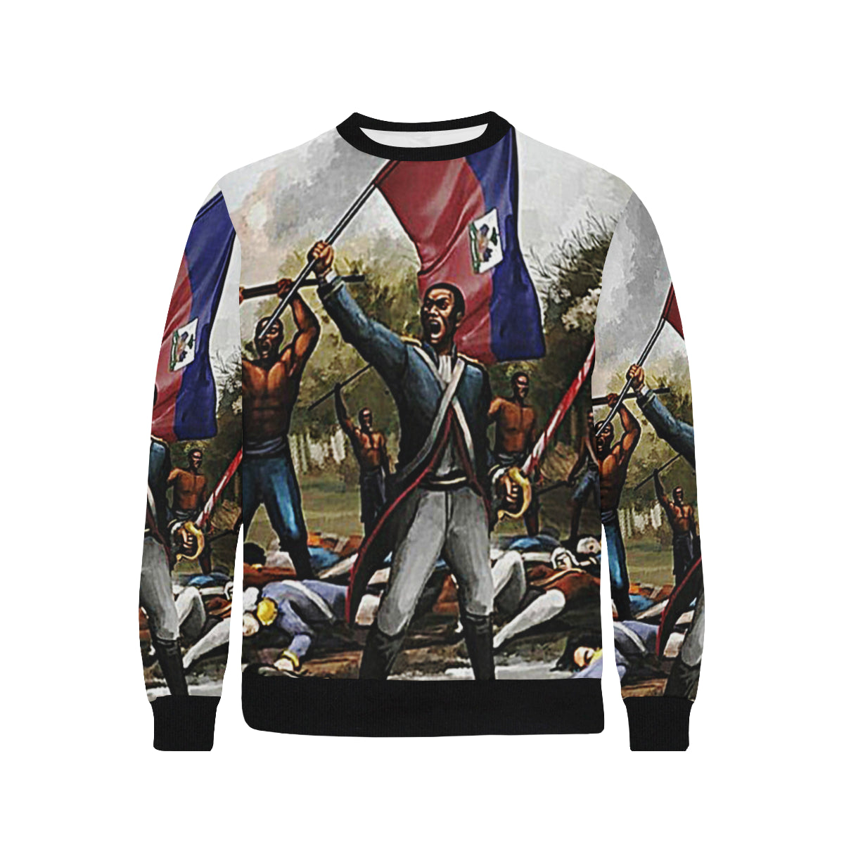 HAITI REVOLUTION Men's Rib Cuff Crew Neck Sweatshirt