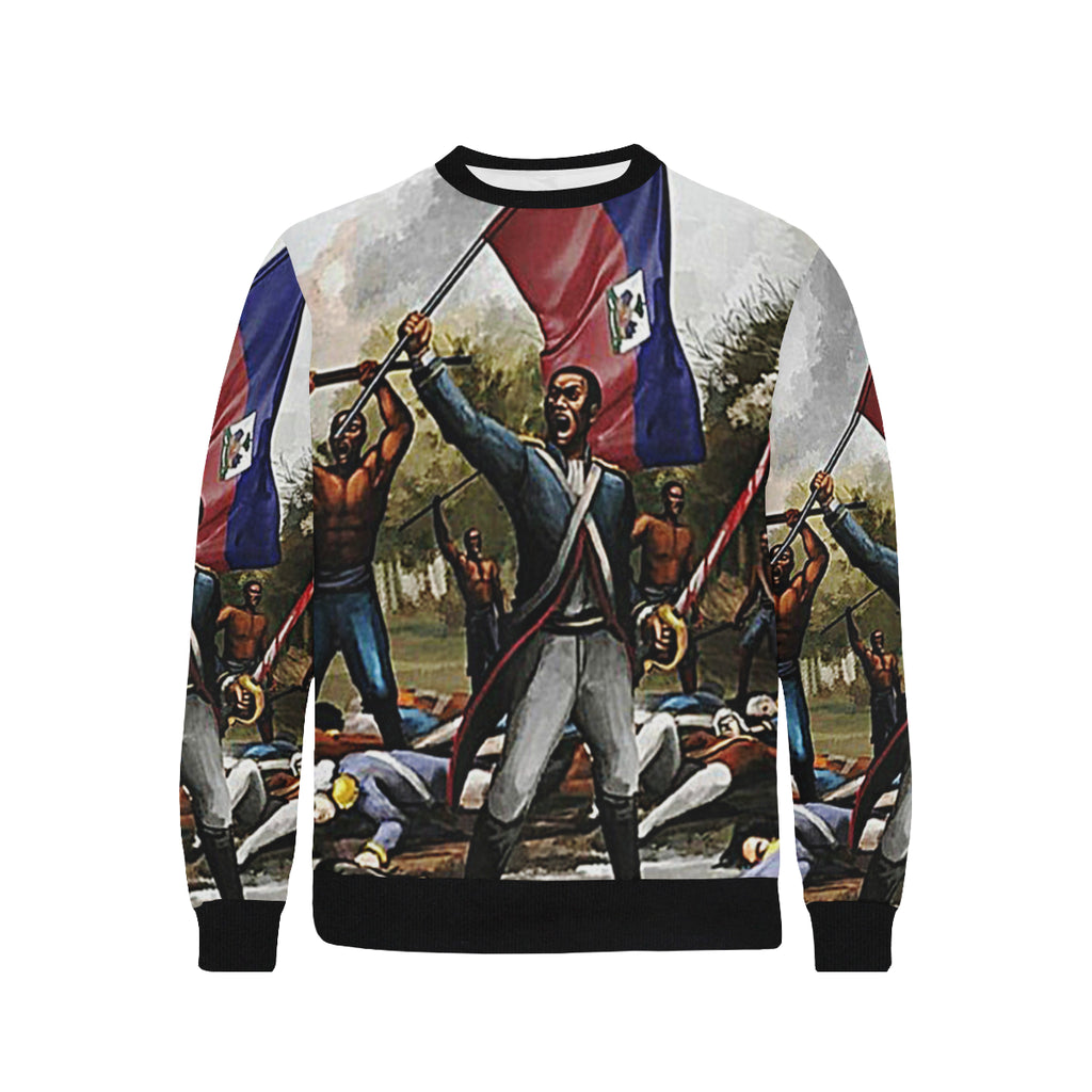 HAITI REVOLUTION Men's Rib Cuff Crew Neck Sweatshirt