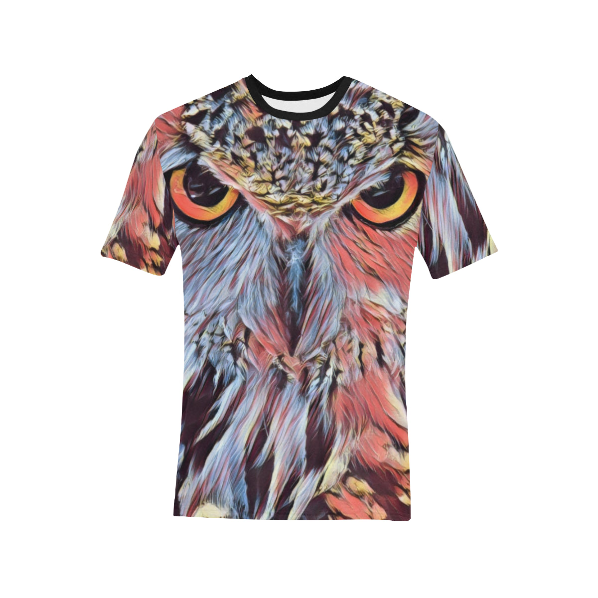 WISE OWL Men's All Over Print T-Shirt (Solid Color Neck) (Model T63)
