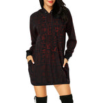 HIEROGLYH RED All Over Print Hoodie Mini Dress