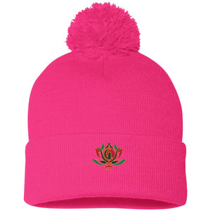 Kween Flower  Pom Pom Knit Cap