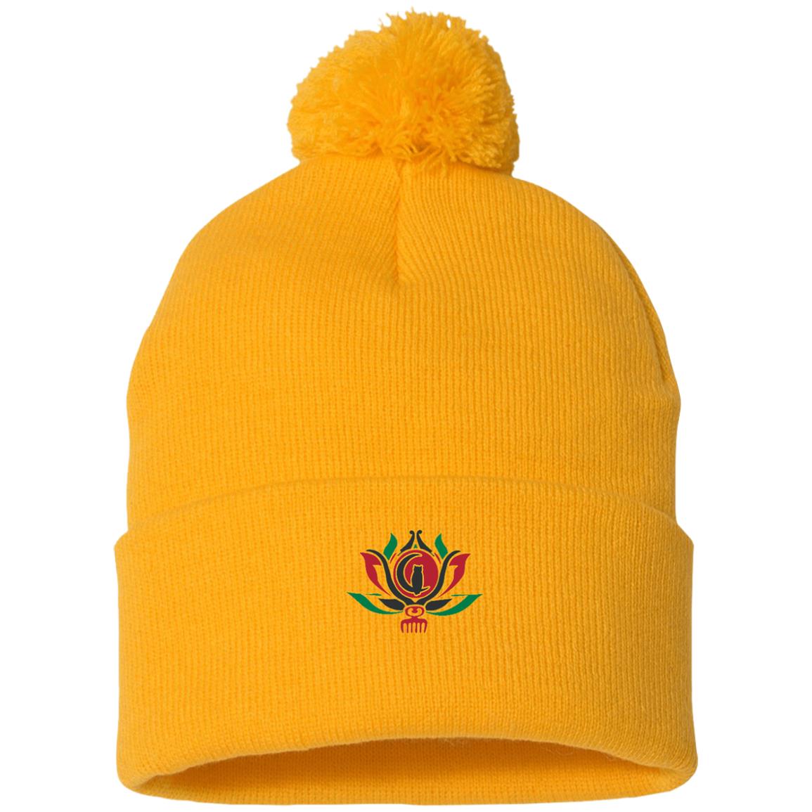 Kween Flower  Pom Pom Knit Cap