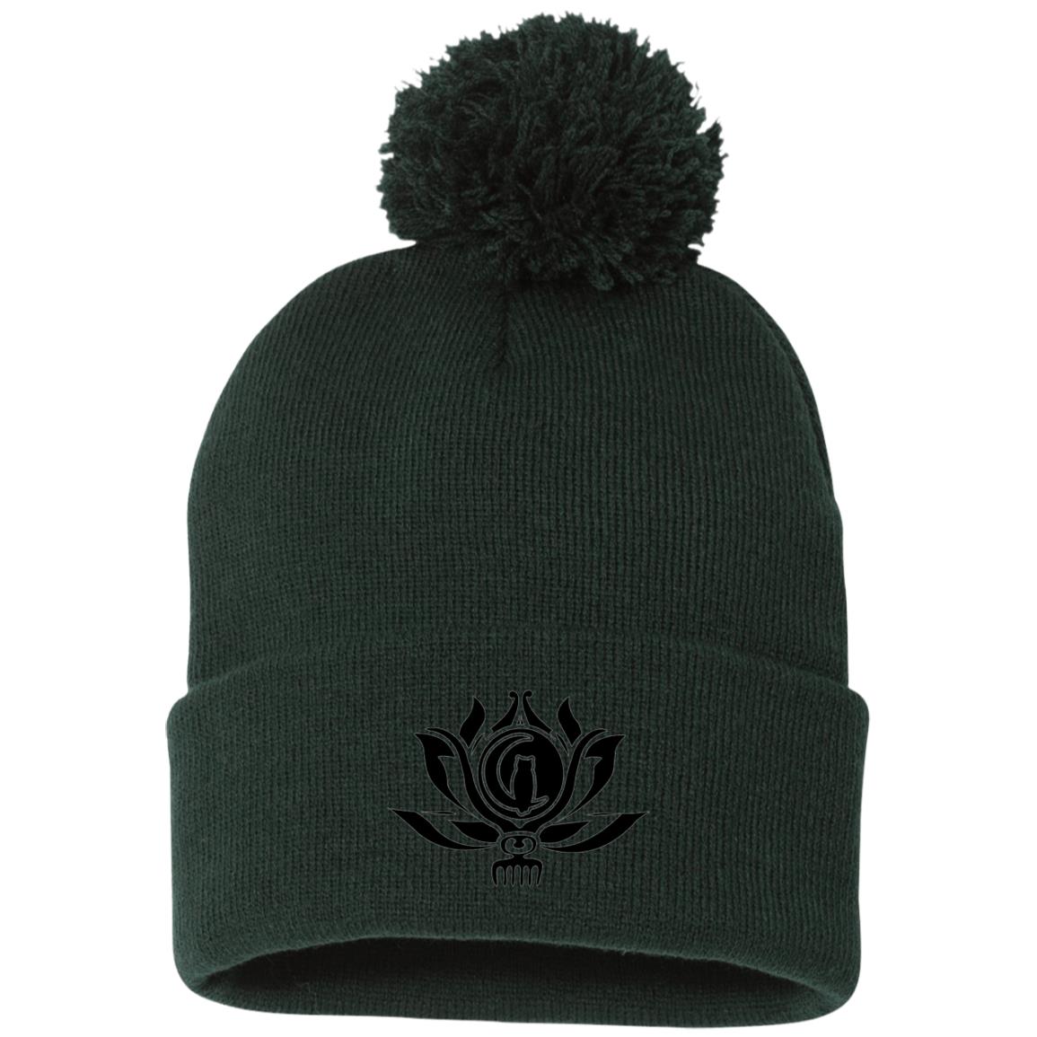 Flower of Life Pom Pom Knit Beanie Hat