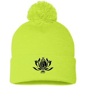 Flower of Life Pom Pom Knit Beanie Hat