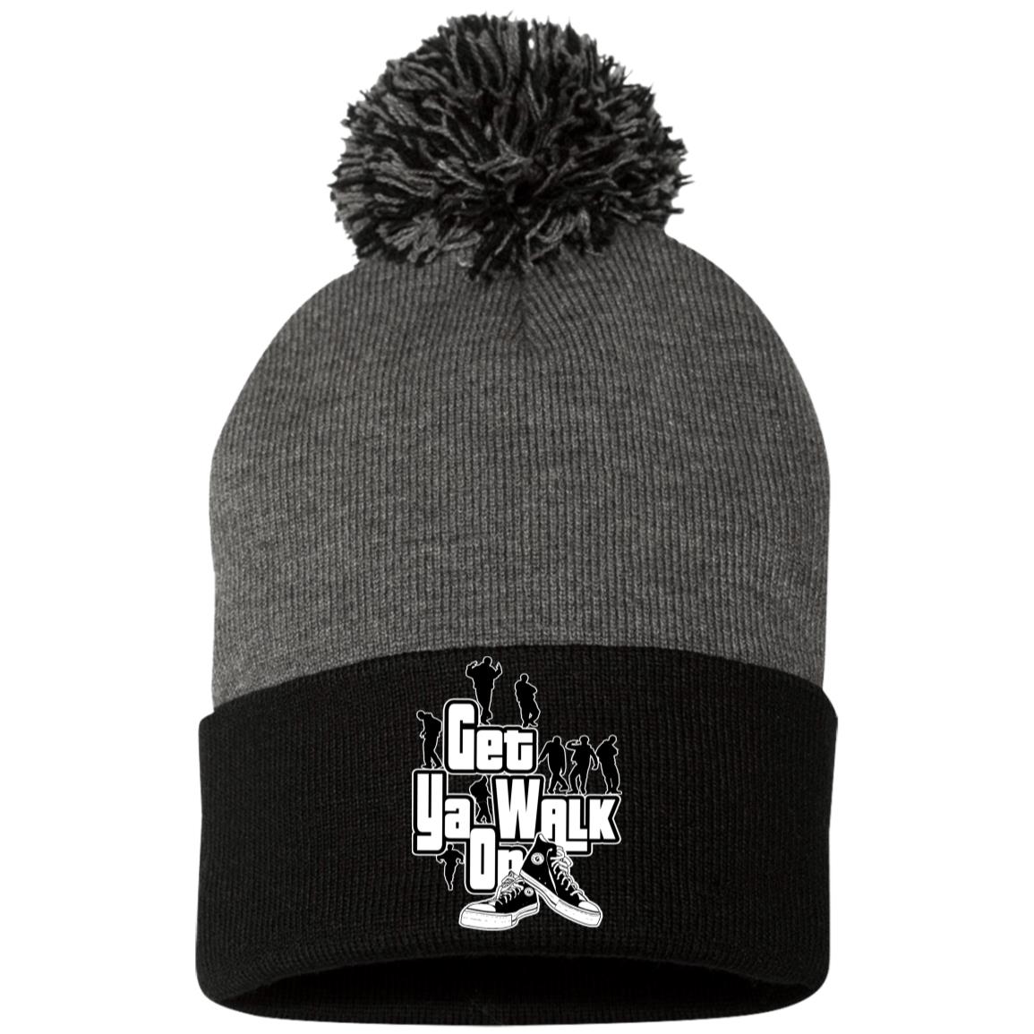 GET YA WALK ON Embroidered Pom Pom Knit Cap