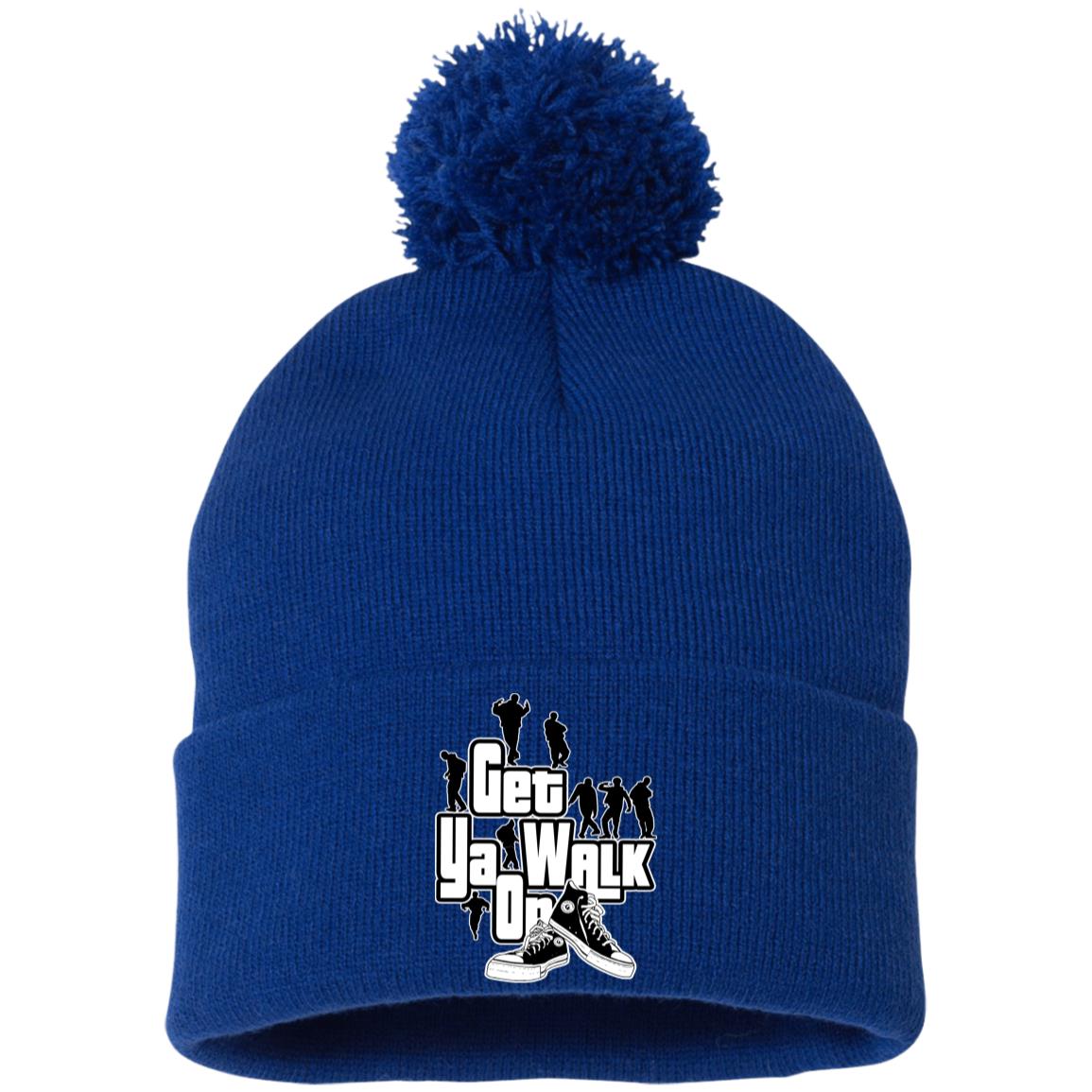 GET YA WALK ON Embroidered Pom Pom Knit Cap