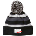 223835 Holloway Striped Beanie with Pom