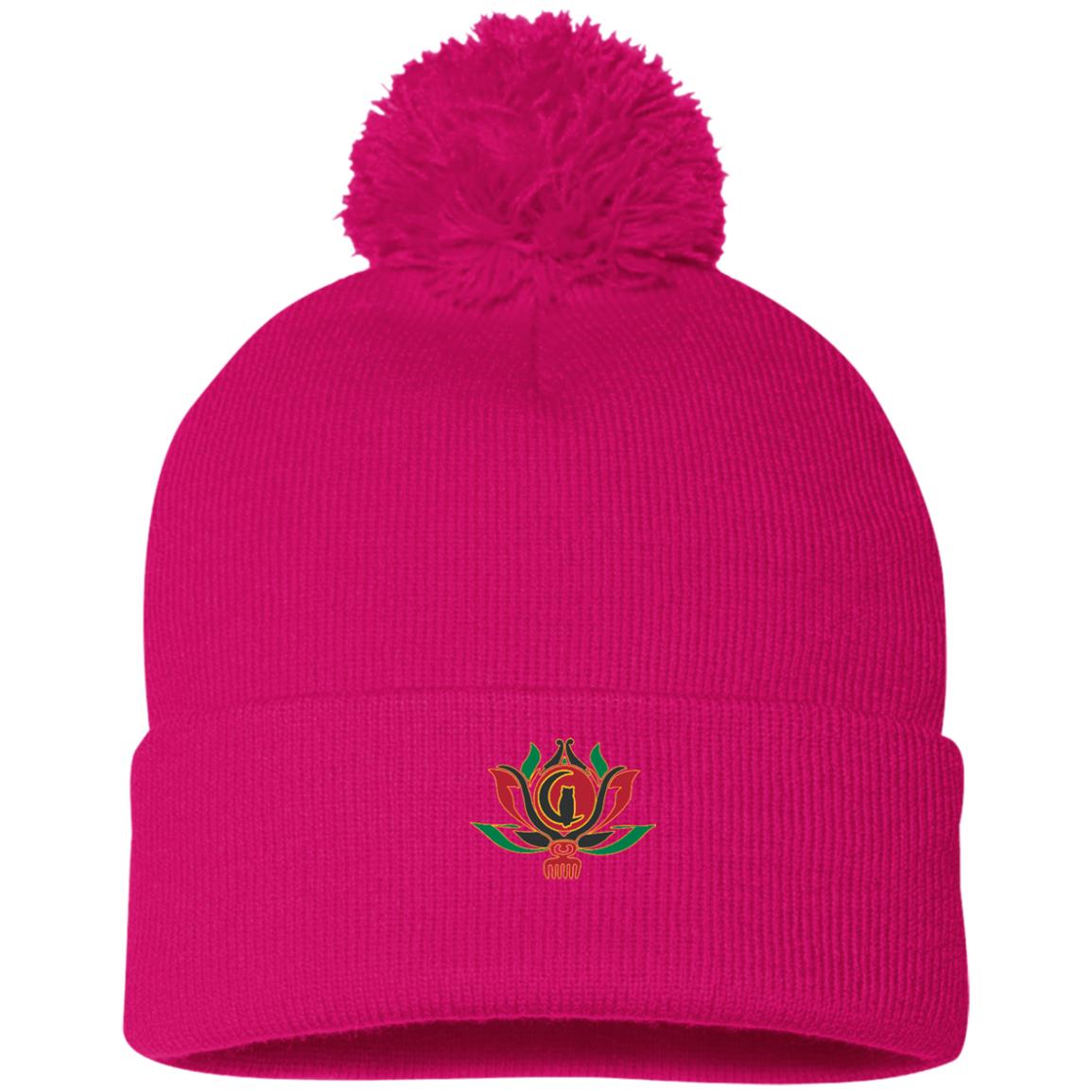 Kween Flower  Pom Pom Knit Cap