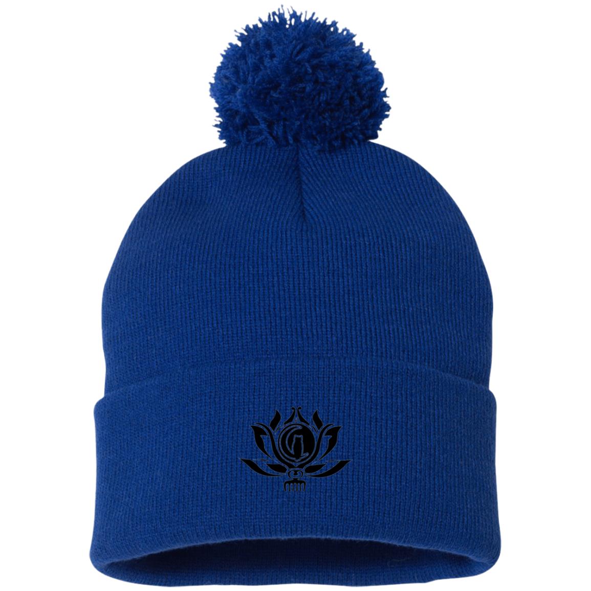 Flower of Life Pom Pom Knit Beanie Hat