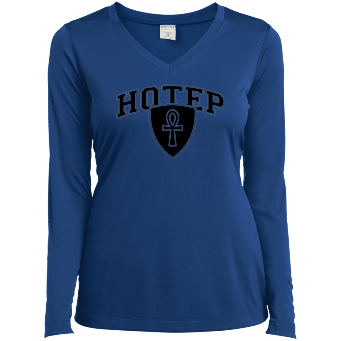 Hotep Ladies' LS  V-Neck T-Shirt