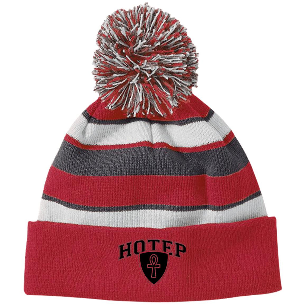 Hotep  Striped Beanie with Pom