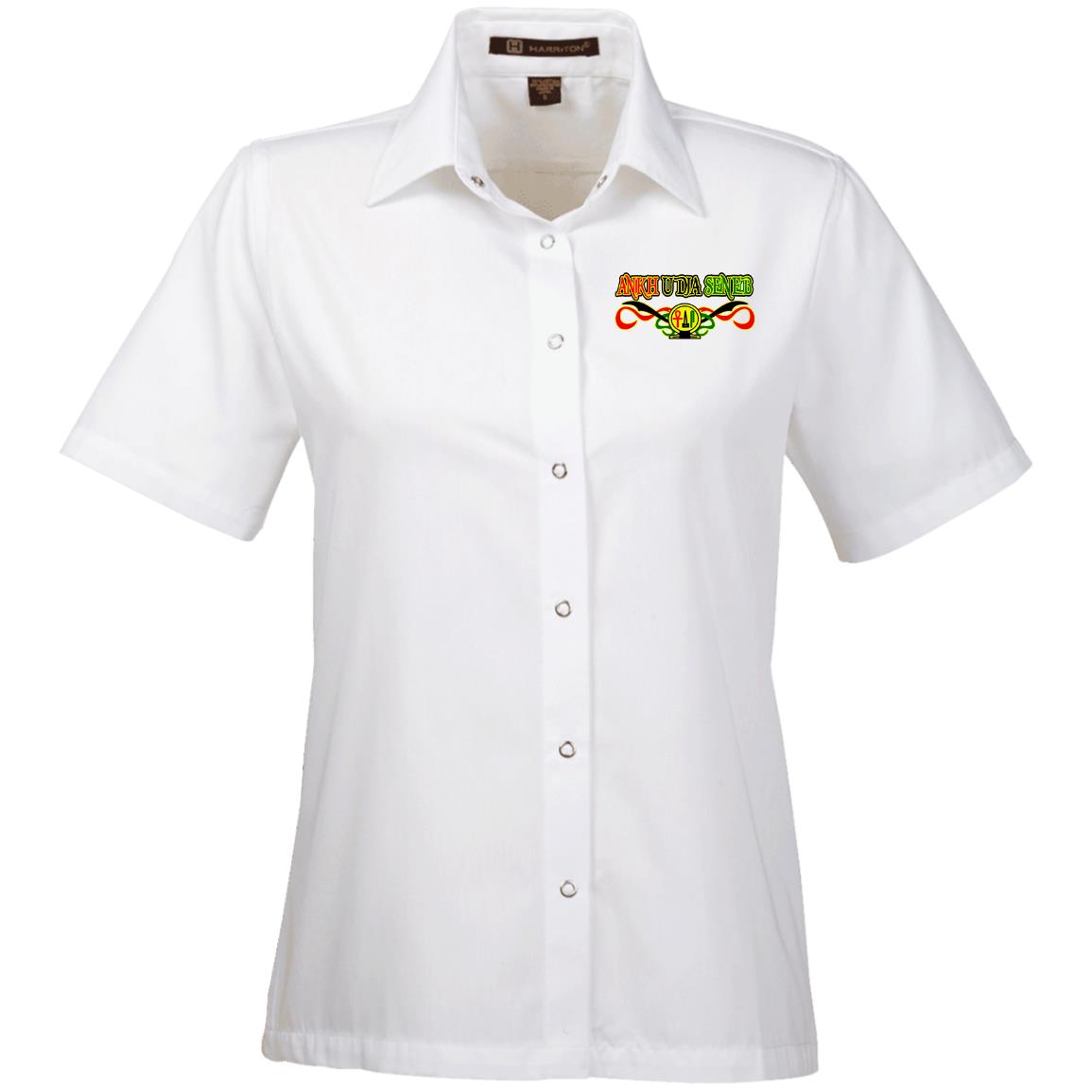 Ankh Udja Seneb shen Ladies' Snap Closure Short-Sleeve Shirt
