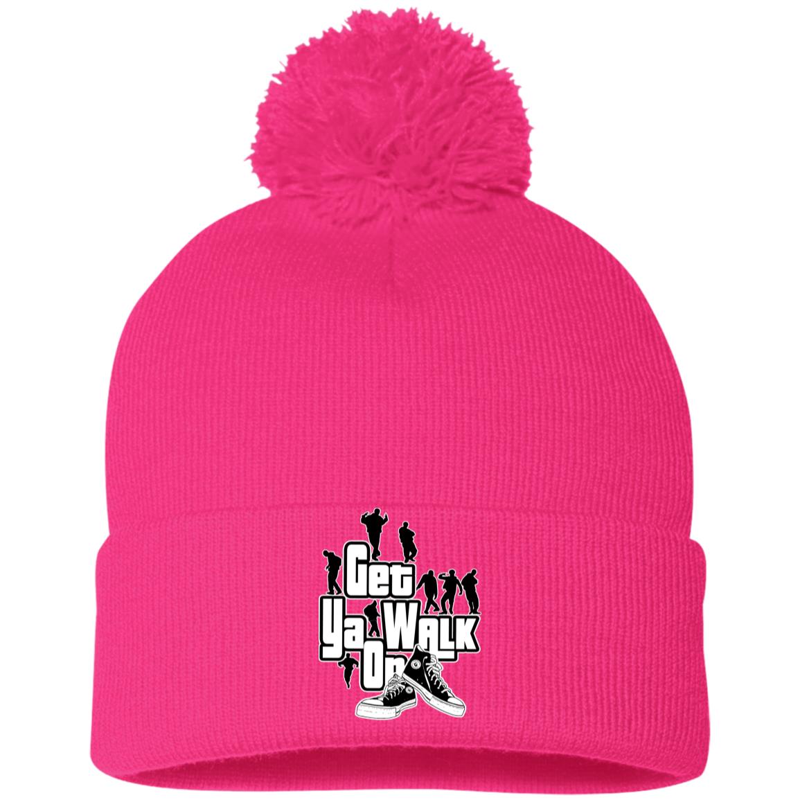 GET YA WALK ON Embroidered Pom Pom Knit Cap