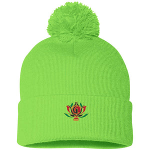 Kween Flower  Pom Pom Knit Cap