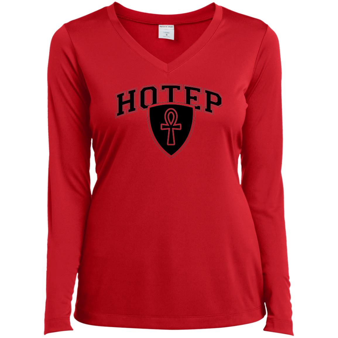 Hotep Ladies' LS  V-Neck T-Shirt