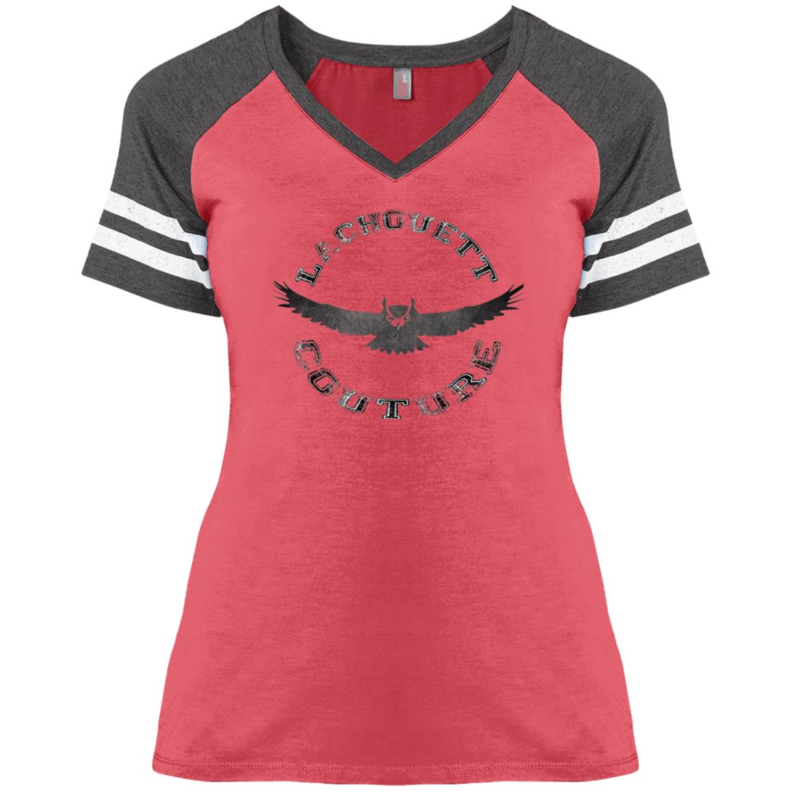 Owl Stripe Ladies'  V-Neck T-Shirt