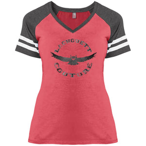 Owl Stripe Ladies'  V-Neck T-Shirt