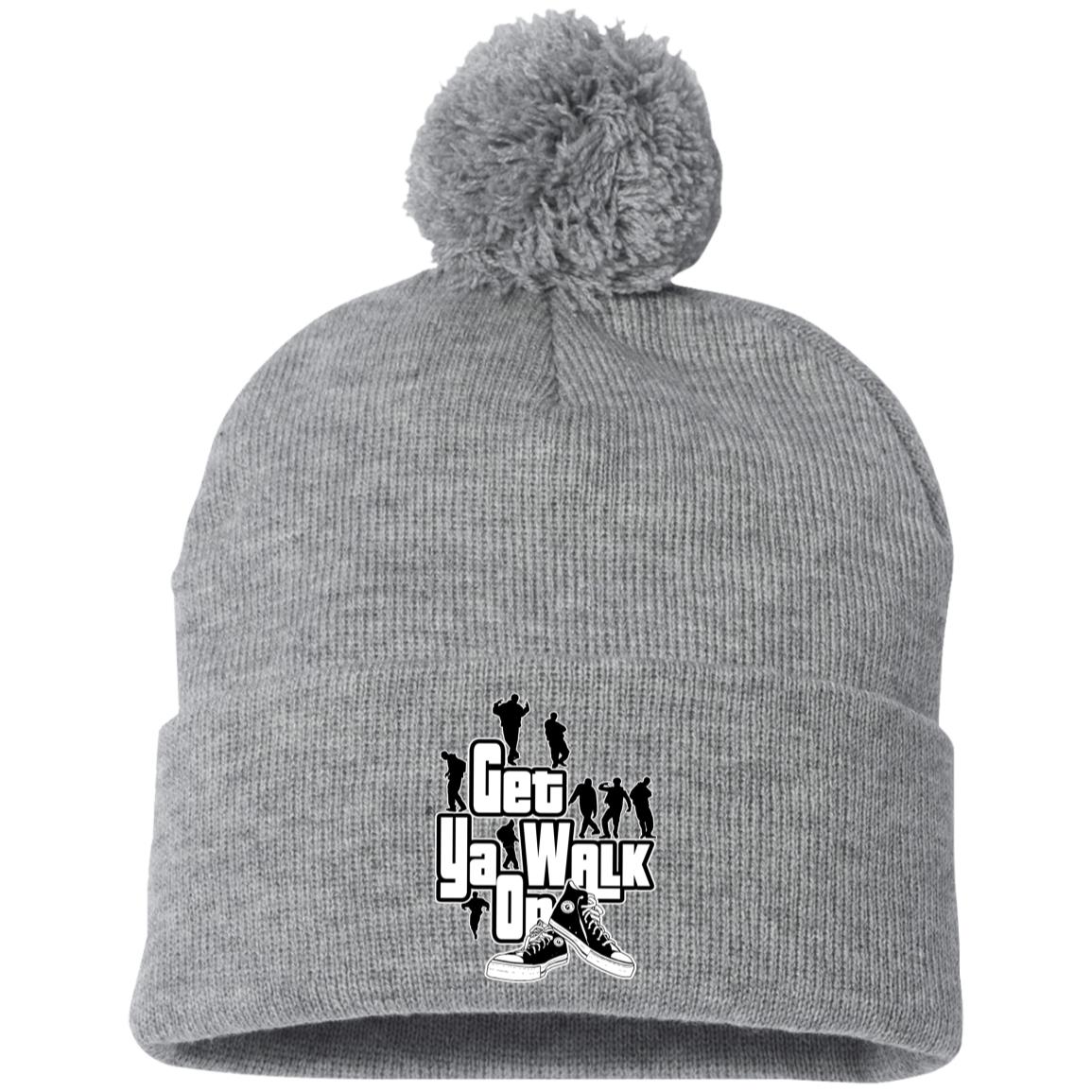 GET YA WALK ON Embroidered Pom Pom Knit Cap