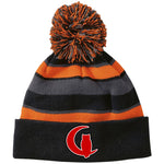 LCC RED & BLACC Striped Beanie with Pom