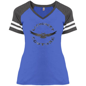 Owl Stripe Ladies'  V-Neck T-Shirt