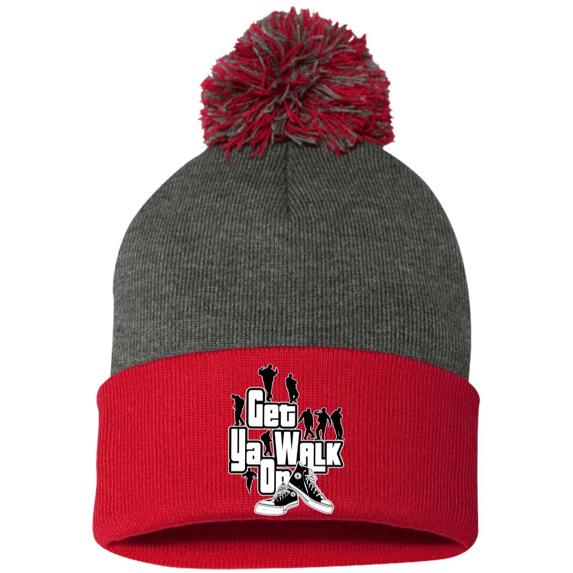GET YA WALK ON Embroidered Pom Pom Knit Cap