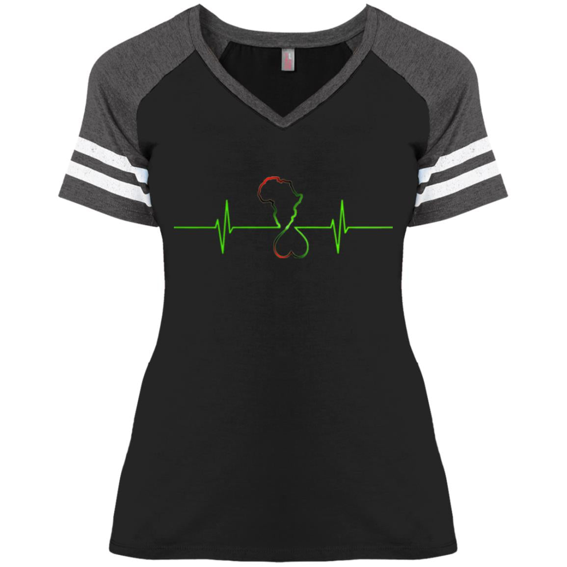 Afrika Hearthbeat Ladies V-Neck T-Shirt