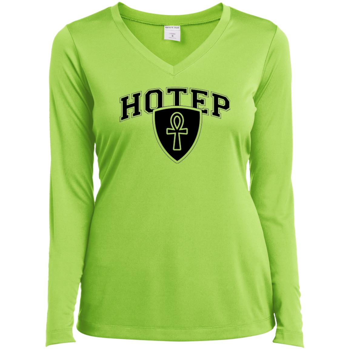 Hotep Ladies' LS  V-Neck T-Shirt