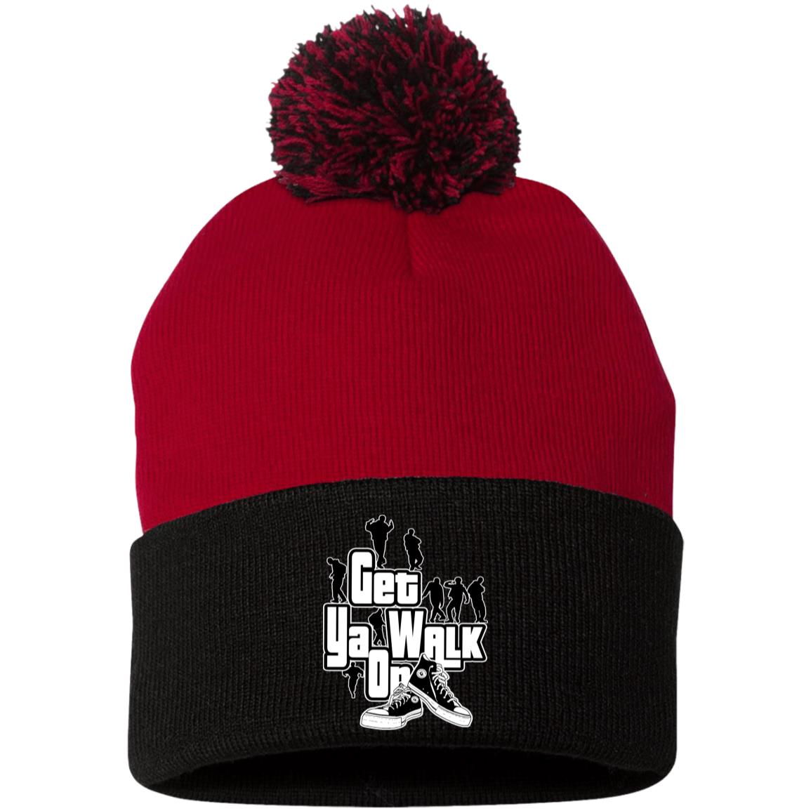 GET YA WALK ON Embroidered Pom Pom Knit Cap