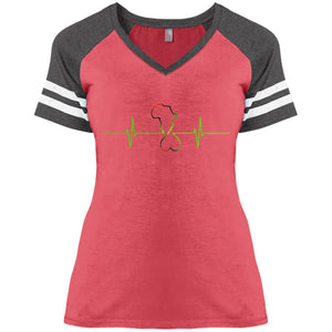 Afrika Hearthbeat Ladies V-Neck T-Shirt