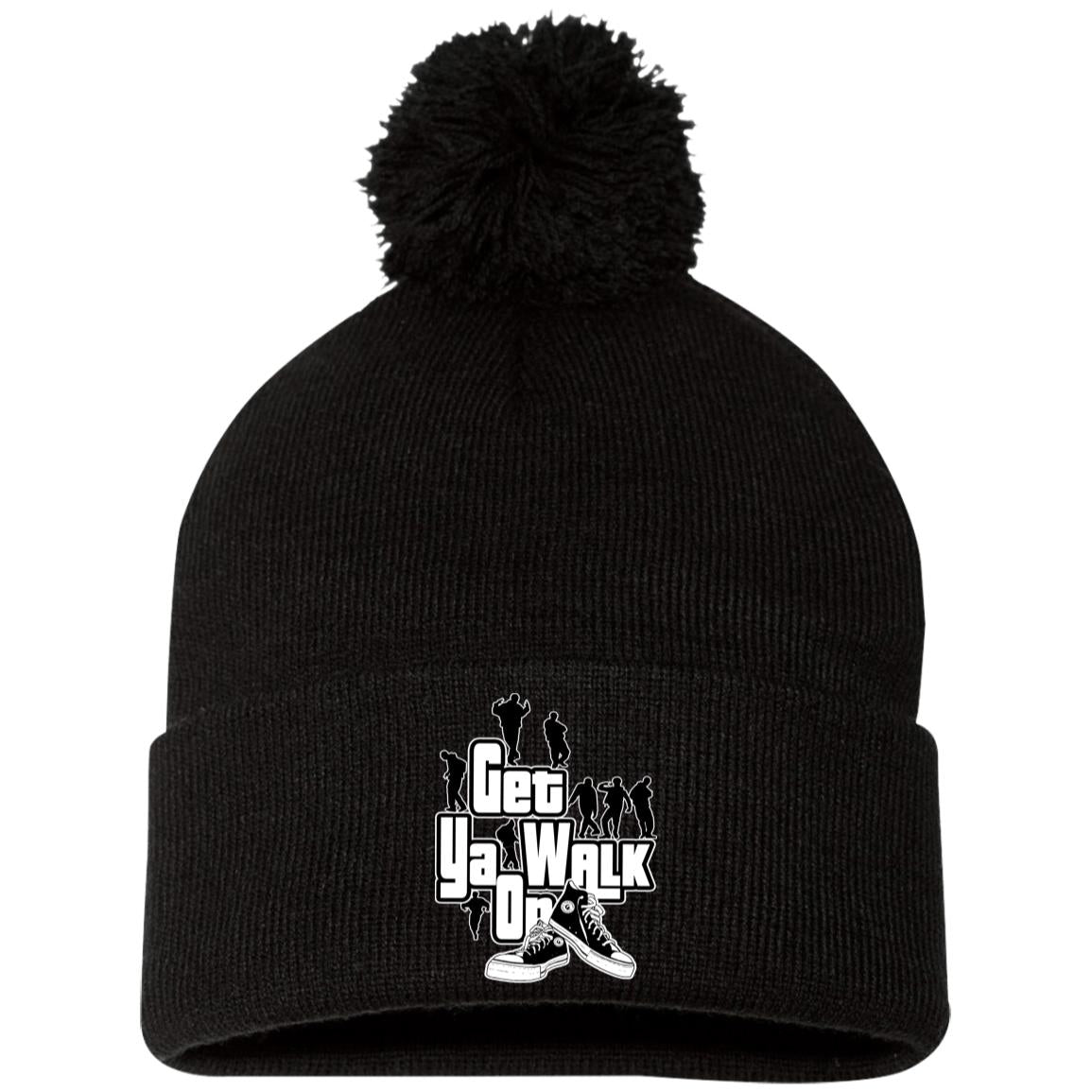 GET YA WALK ON Embroidered Pom Pom Knit Cap