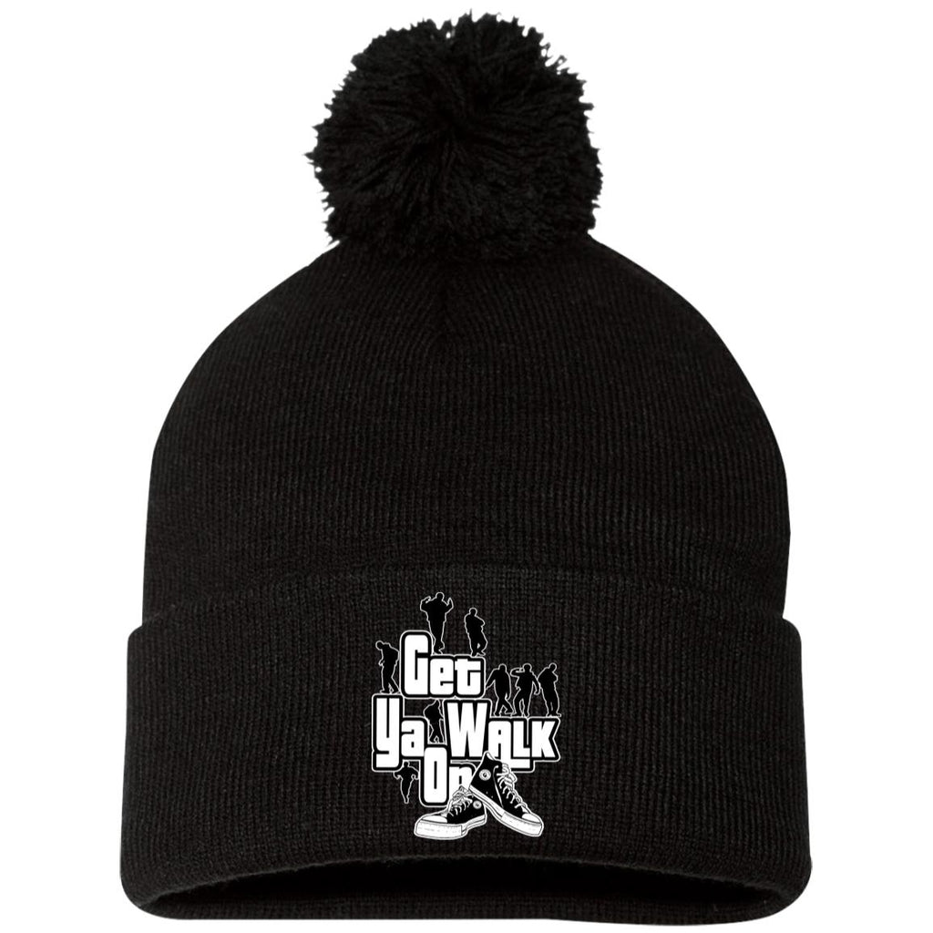 GET YA WALK ON Embroidered Pom Pom Knit Cap