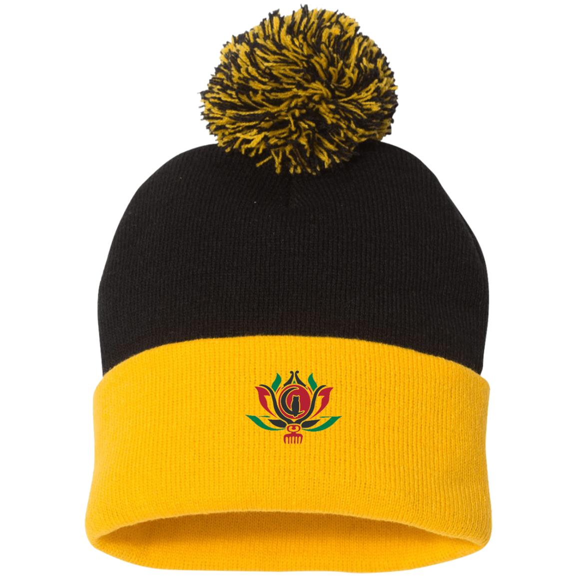 Kween Flower  Pom Pom Knit Cap