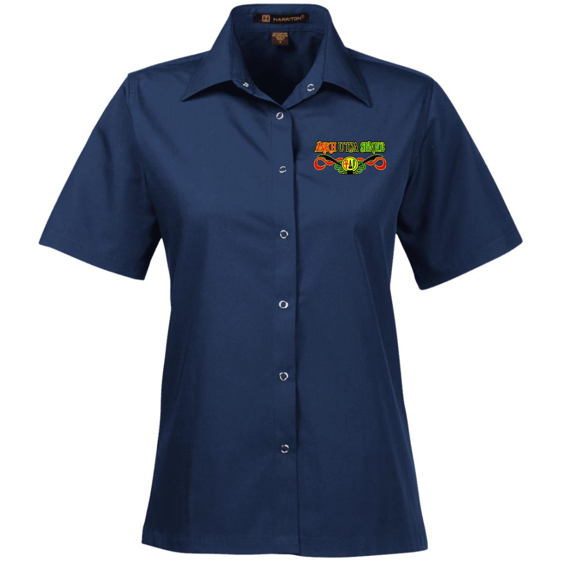 Ankh Udja Seneb shen Ladies' Snap Closure Short-Sleeve Shirt
