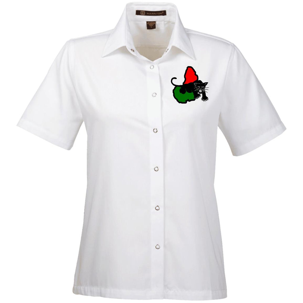 Afrika Panther RBG Ladies' Snap Closure Short-Sleeve Shirt