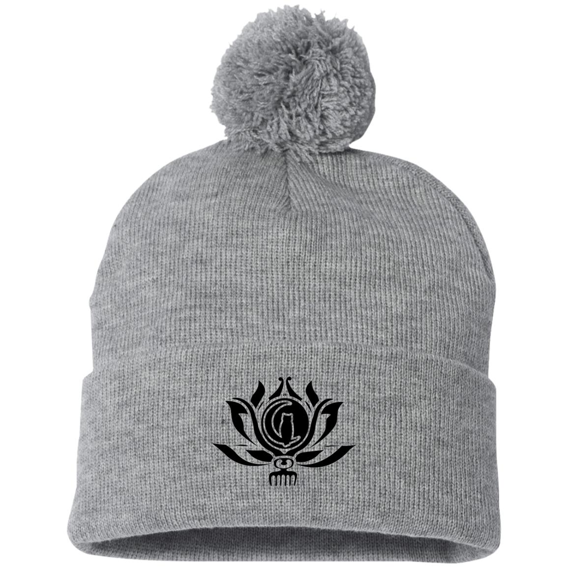 Flower of Life Pom Pom Knit Beanie Hat