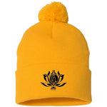 Flower of Life Pom Pom Knit Beanie Hat