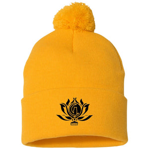 Flower of Life Pom Pom Knit Beanie Hat