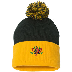 Kween Flower  Pom Pom Knit Cap