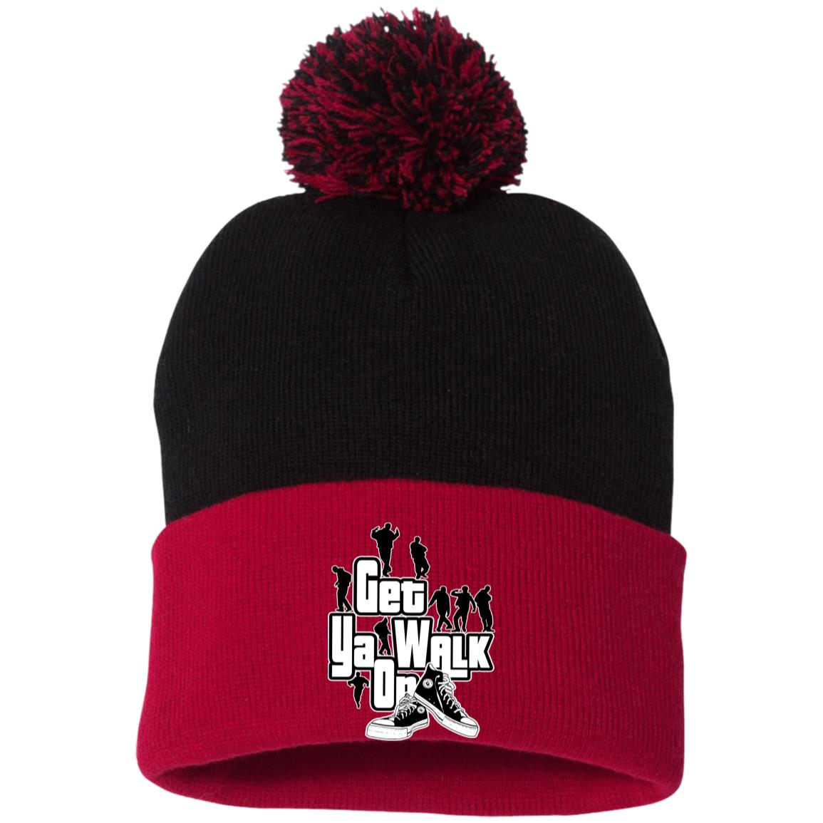 GET YA WALK ON Embroidered Pom Pom Knit Cap