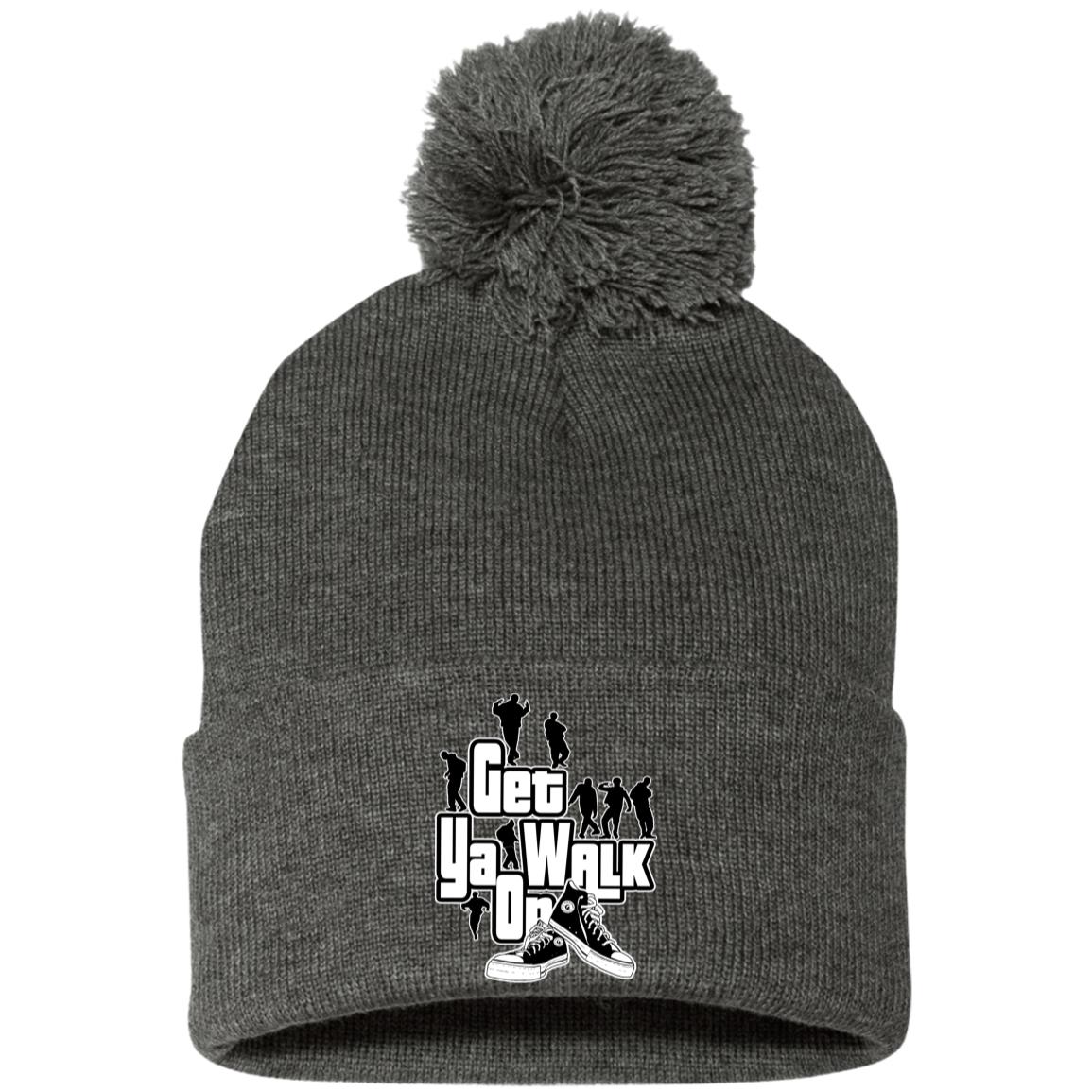 GET YA WALK ON Embroidered Pom Pom Knit Cap