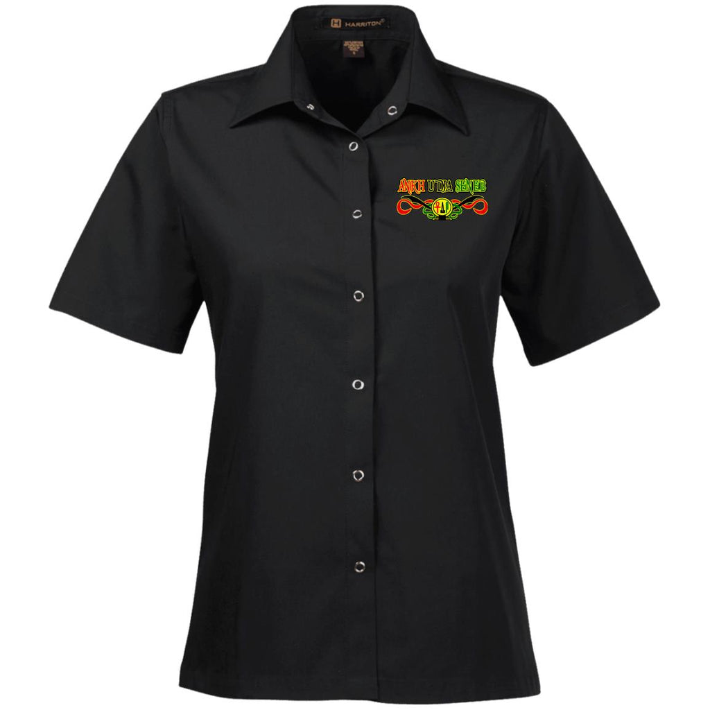 Ankh Udja Seneb shen Ladies' Snap Closure Short-Sleeve Shirt