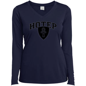 Hotep Ladies' LS  V-Neck T-Shirt