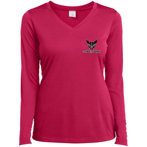 Owl Transformers Ladies' LS  V-Neck T-Shirt